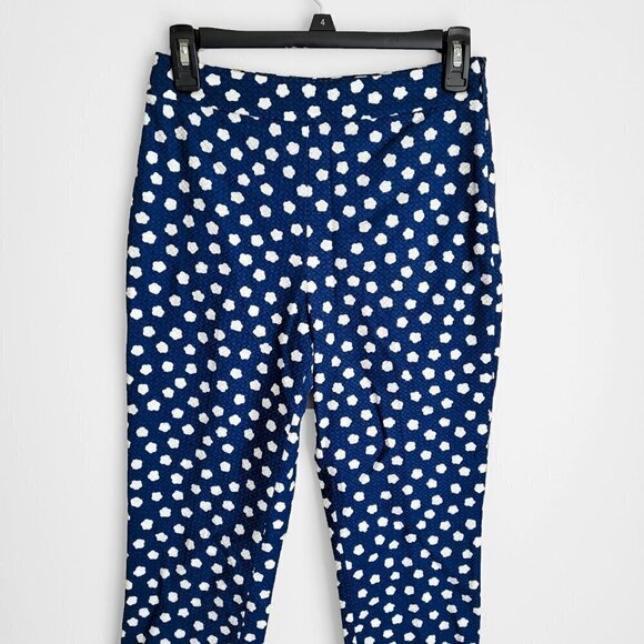 NWT Kate Spade Blue Jacquard Cloud Polka Dot High Waisted Cropped Pants - Picture 6 of 14